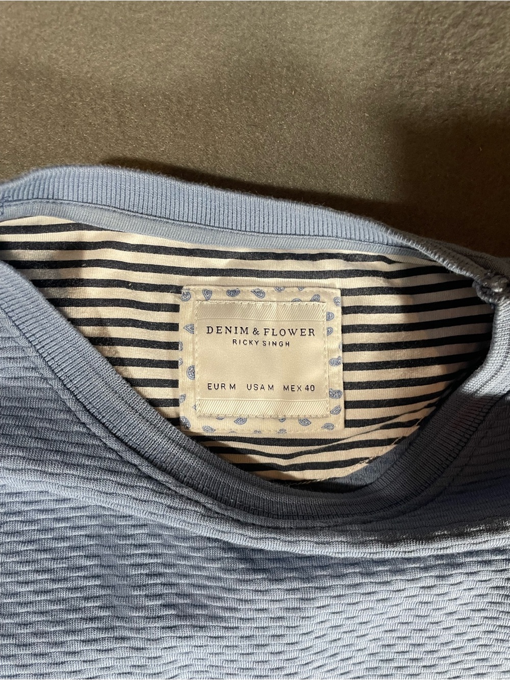 Denim & Flower Light Blue Textured Crewneck Tee - Picture 2 of 7